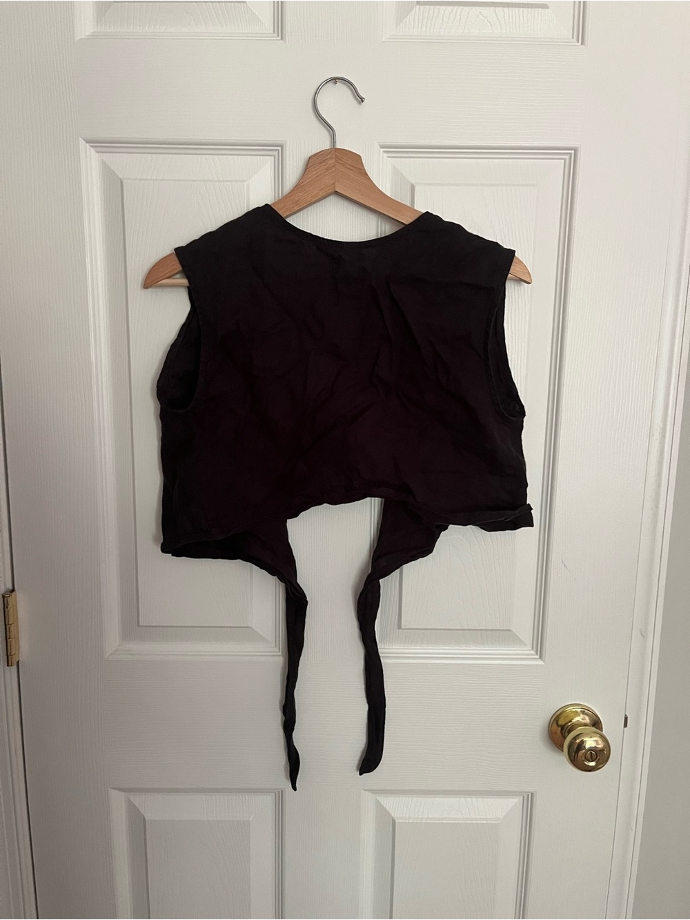 Whimsy + Row Valentina Black Tie-Front Crop Top